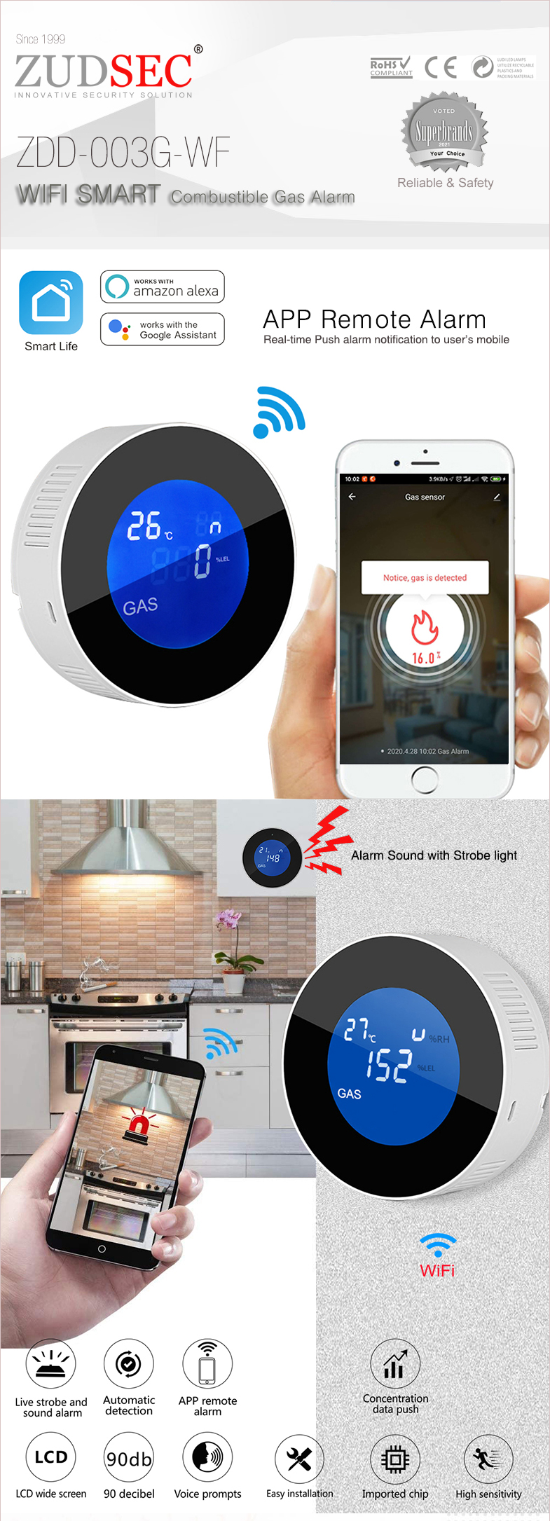 WiFi Smart Combustible Gas Alarm(图1)