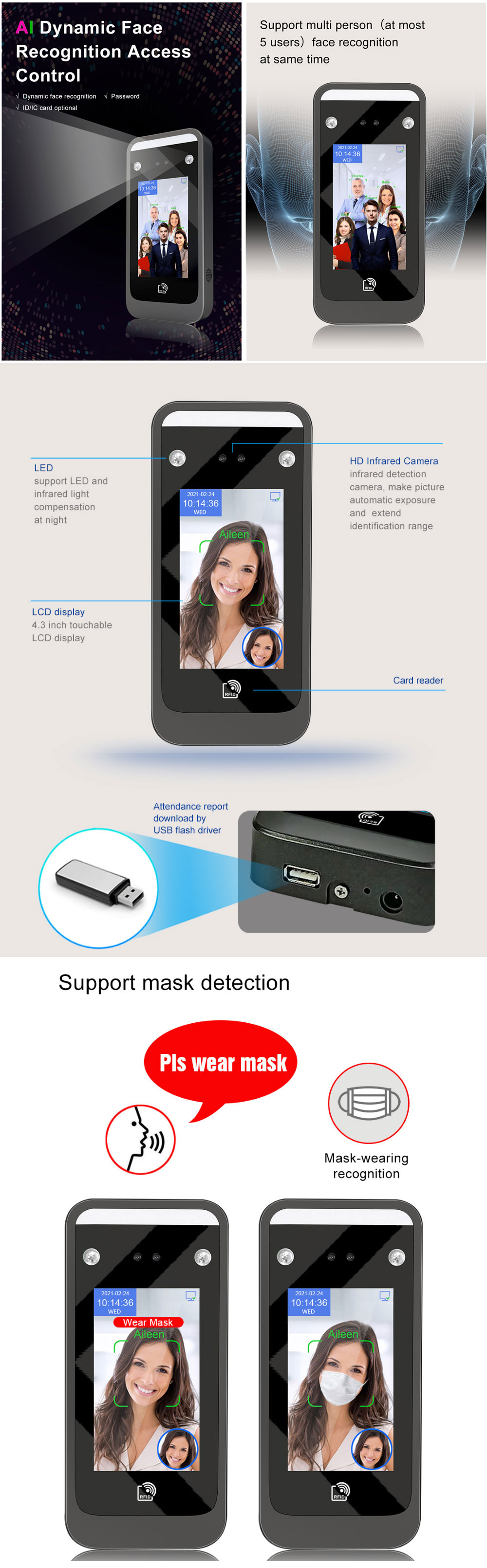 Facial Time Attendance Terminal with Access Control(图1)