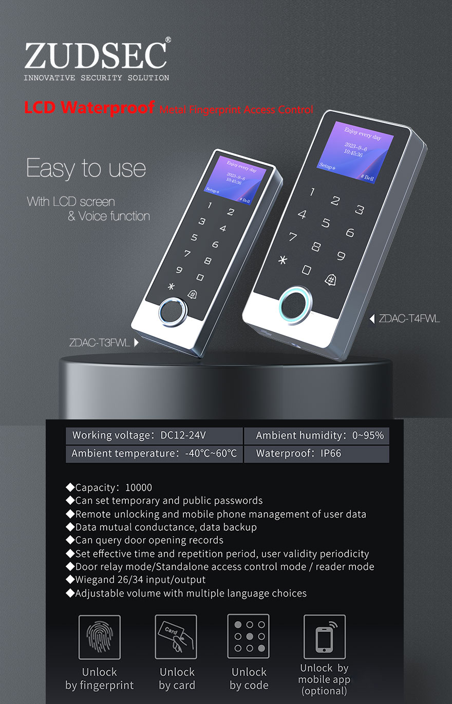LCD Touch Keypad Fingerprint Access Control -WiFi Optional(图1)